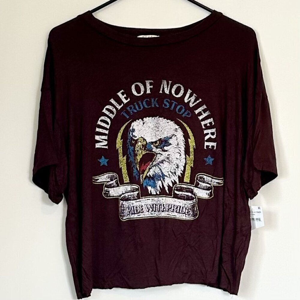 NWT Wst Cst Boxy Crop Oversized Middle of Nowhere Ride With Pride Shirt - Large